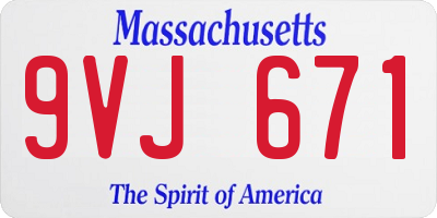 MA license plate 9VJ671