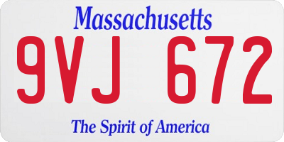 MA license plate 9VJ672