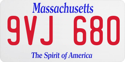 MA license plate 9VJ680