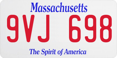 MA license plate 9VJ698