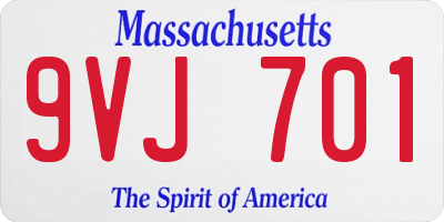 MA license plate 9VJ701