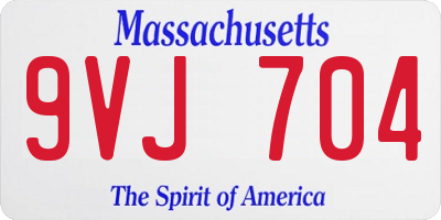MA license plate 9VJ704