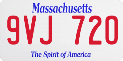 MA license plate 9VJ720