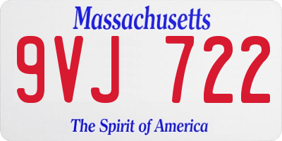 MA license plate 9VJ722