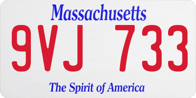 MA license plate 9VJ733