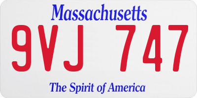 MA license plate 9VJ747