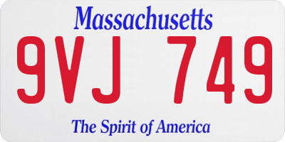 MA license plate 9VJ749