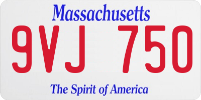MA license plate 9VJ750
