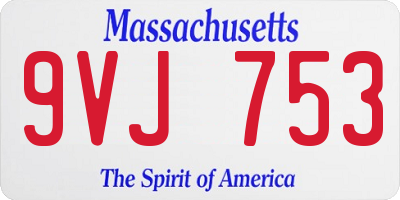 MA license plate 9VJ753