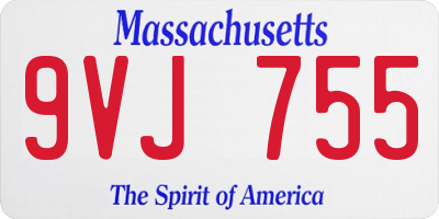 MA license plate 9VJ755