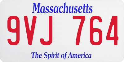 MA license plate 9VJ764