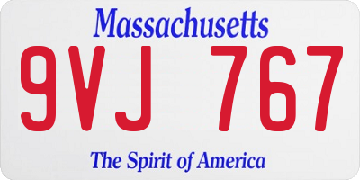 MA license plate 9VJ767