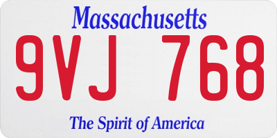 MA license plate 9VJ768