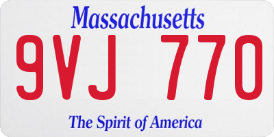 MA license plate 9VJ770
