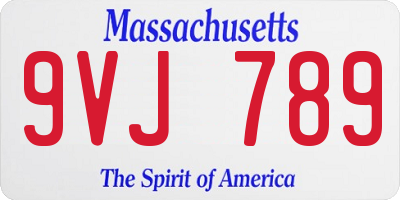 MA license plate 9VJ789