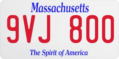 MA license plate 9VJ800