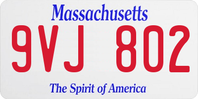 MA license plate 9VJ802