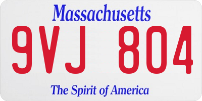MA license plate 9VJ804