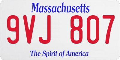 MA license plate 9VJ807
