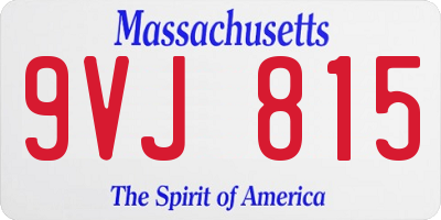MA license plate 9VJ815