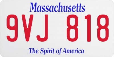 MA license plate 9VJ818