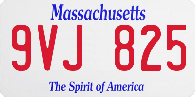 MA license plate 9VJ825
