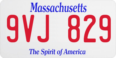 MA license plate 9VJ829