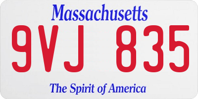 MA license plate 9VJ835