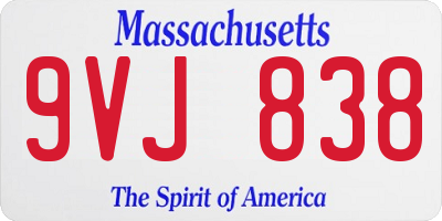 MA license plate 9VJ838