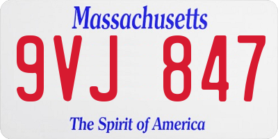 MA license plate 9VJ847
