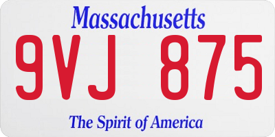 MA license plate 9VJ875