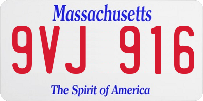 MA license plate 9VJ916