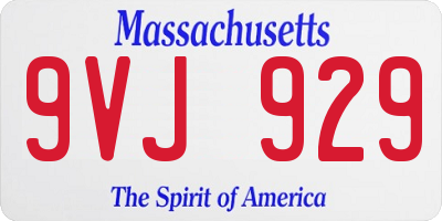 MA license plate 9VJ929