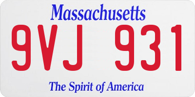 MA license plate 9VJ931