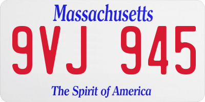 MA license plate 9VJ945