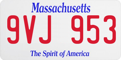 MA license plate 9VJ953