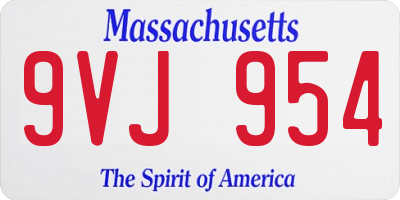 MA license plate 9VJ954