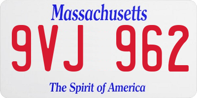 MA license plate 9VJ962
