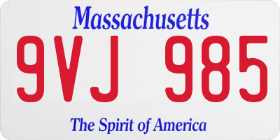 MA license plate 9VJ985