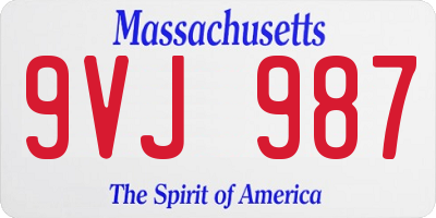 MA license plate 9VJ987