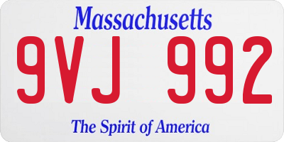 MA license plate 9VJ992