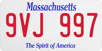 MA license plate 9VJ997