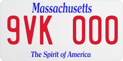 MA license plate 9VK000