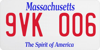 MA license plate 9VK006
