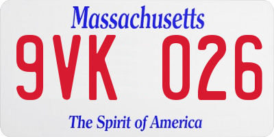 MA license plate 9VK026