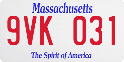 MA license plate 9VK031