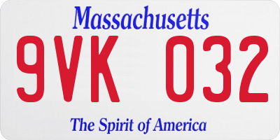 MA license plate 9VK032