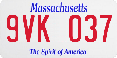 MA license plate 9VK037