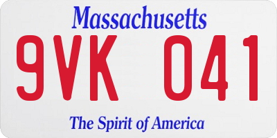 MA license plate 9VK041