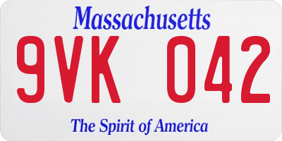 MA license plate 9VK042